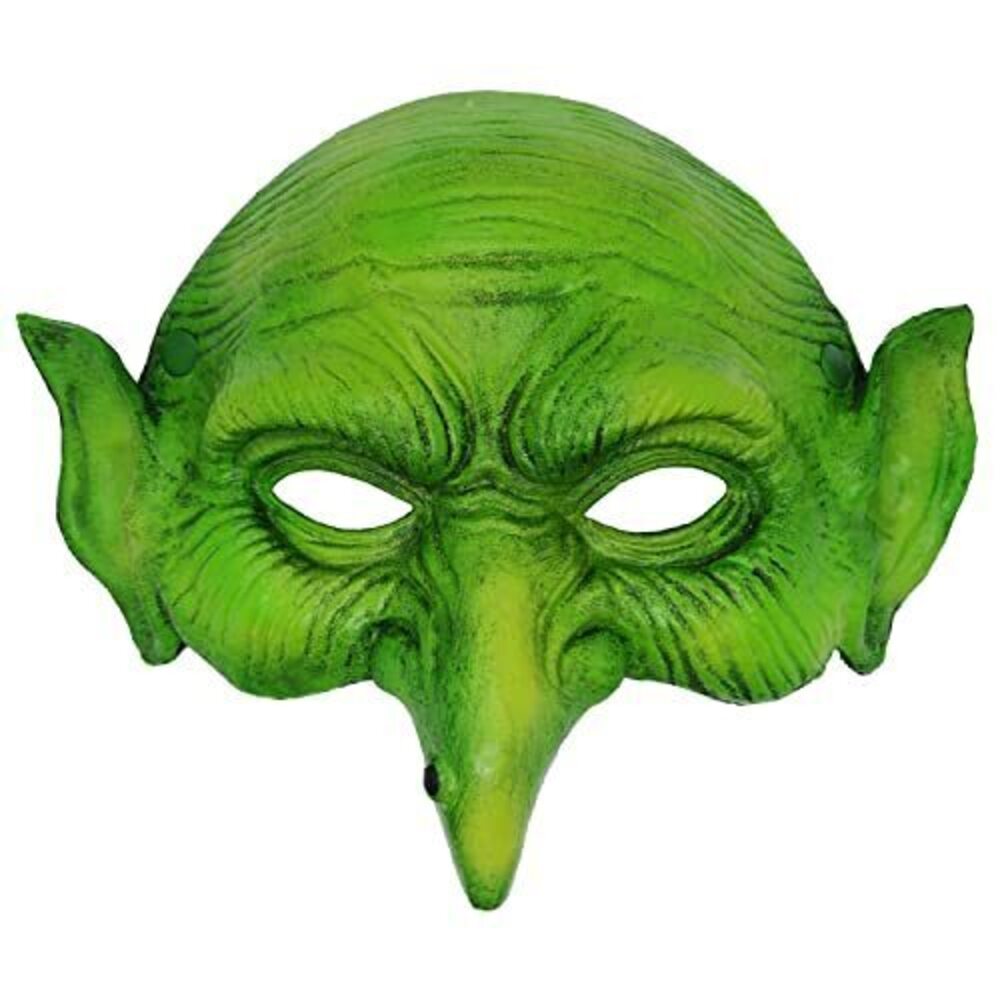 4316 Witch Mask Halloween Goblin Masks Scary Green Half Face Sorceress Mask